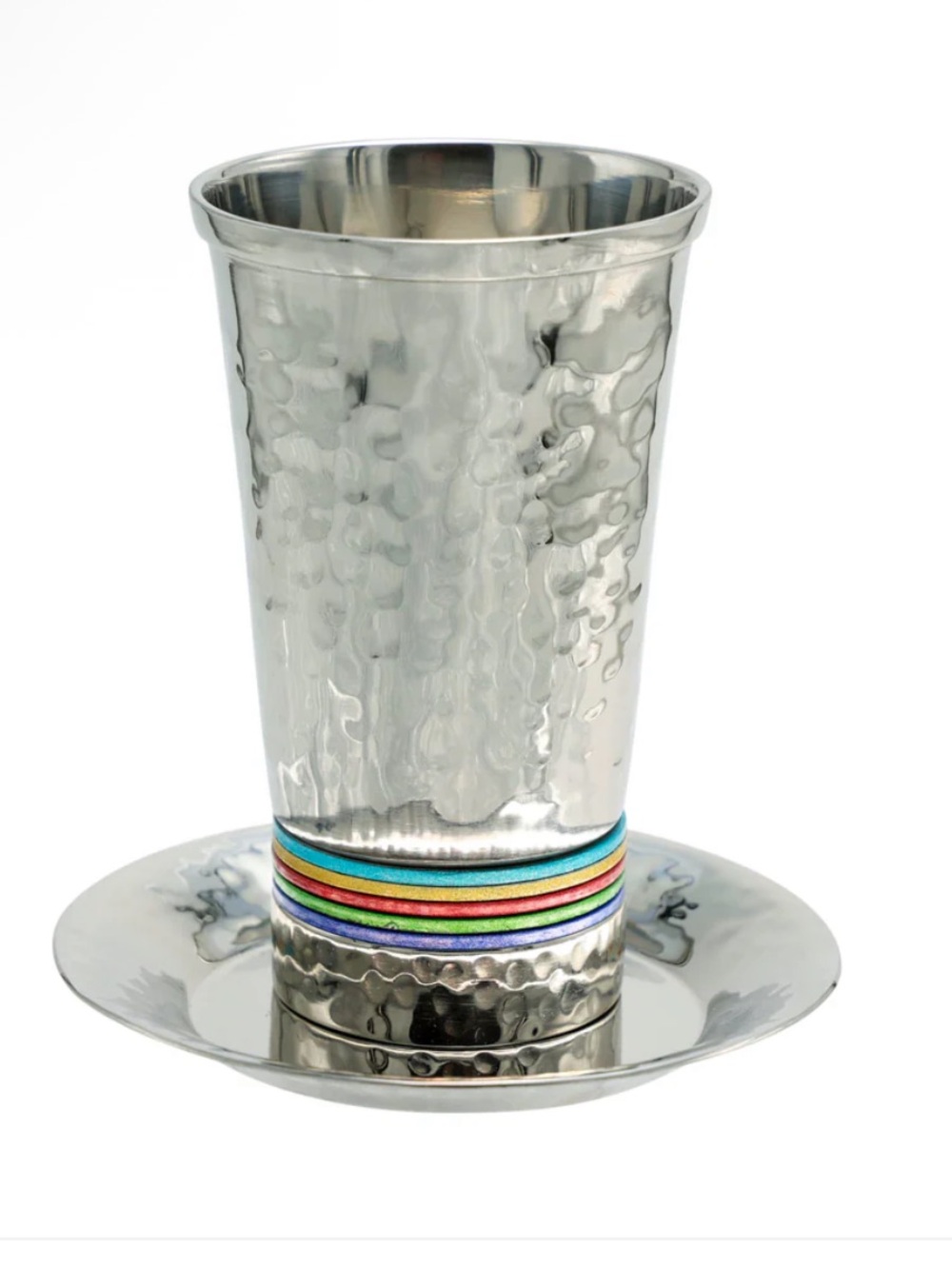 Emanuel hammered kiddush cup and saucer